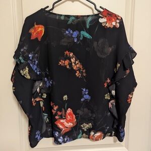 Women’s Express Watercolor Floral Ruffle Blouse Size M